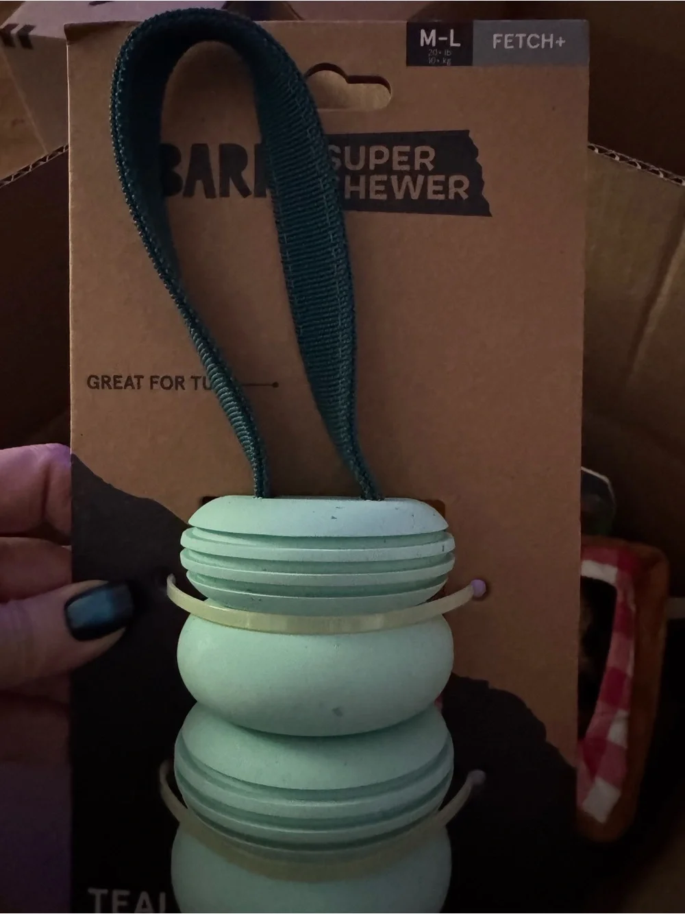 Bark Box Super Chewer teal Buoy M-L Dog toy NEW FLOATS & GLOWS